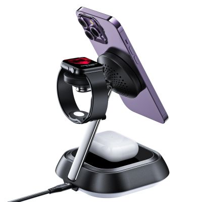 6. 3in1 Acefast E16 15W inductive charging station for phone / headphones / watch - black