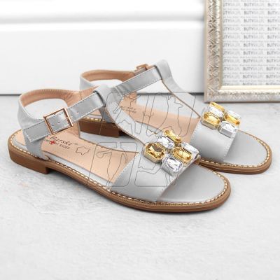 5. Comfortable sandals with zircons S.Barski W OLI261B, silver