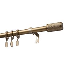 Single Extendable Curtain Rod Ø 19 mm GAMA Gold 200–300 cm with Rings – KOWALSKI