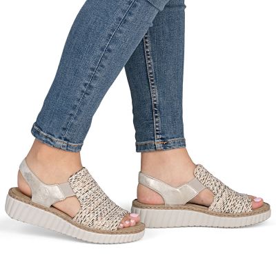 5. Women's beige woven platform sandals Rieker 69276-60