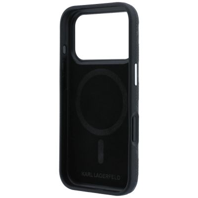 7. Karl Lagerfeld Grained Mono Resin Logo MagSafe Case for iPhone 17 Pro / 18 Pro - Black