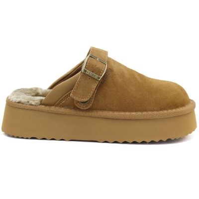 2. Women's leather insulated flip-flops on a camel platform, Big Star UU274696