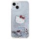 3. Hello Kitty Liquid Glitter Charms Kitty Head case for iPhone 14 - silver