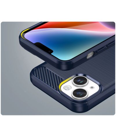 6. Carbon Case iPhone 14 case flexible gel back cover blue