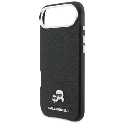 6. Karl Lagerfeld Karl & Choupette Head Pins Saffiano MagSafe Case for iPhone Air - Black