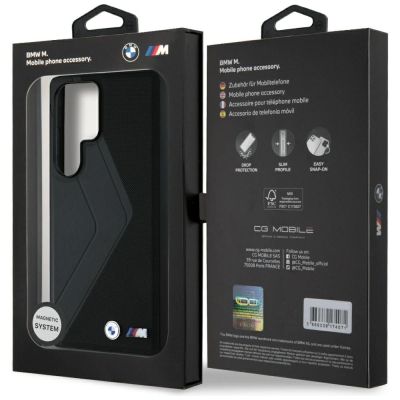 8. BMW Leather Oversized Stripes MagSafe case for Samsung Galaxy S25 Ultra - black