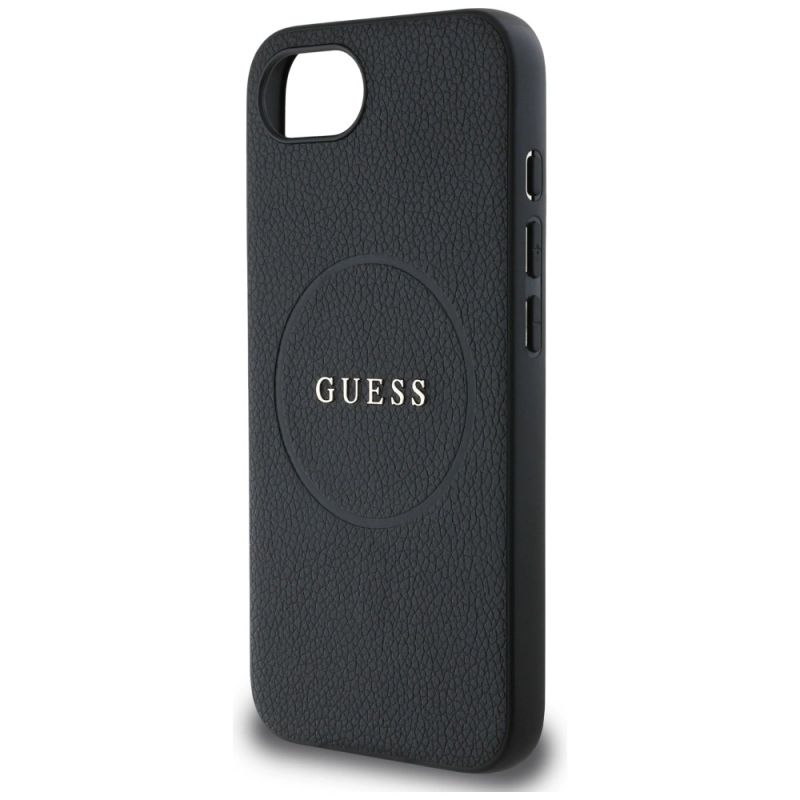 6. Guess PU Grained Classic Logo case with MagSafe for iPhone 16e - black