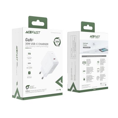 5. Acefast charger GaN USB Type C 30W, PD, QC 3.0, AFC, FCP white (A21 white)
