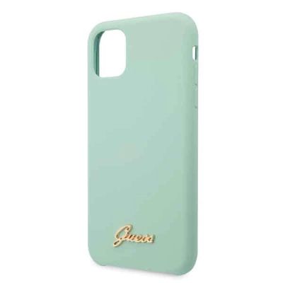 3. Guess GUHCN58LSLMGG iPhone 11 Pro green/green hard case Silicone Vintage Gold Logo