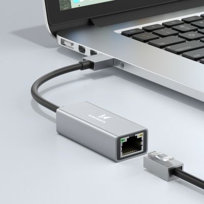 3. Wozinsky WAU-45A Ethernet Network Adapter Gigabit RJ45 1000 Mb/s USB-A LAN Network Card - Gray