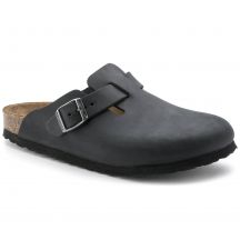 Birkenstock Boston Black women's/men's clogs, oiled leather, narrow slippers (0059463)