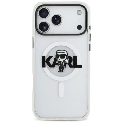 3. Karl Lagerfeld IML Karl Sketch Logo MagSafe Case for iPhone 17 Pro Max - Transparent