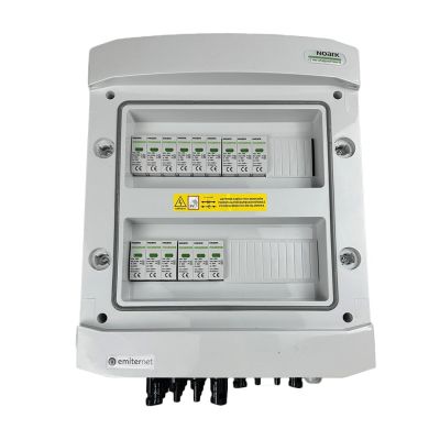 Hermetic IP65 EMITER DC connection switchboard with Noark 1000V DC surge arrester type 1+2, 5x PV string, 5x MPPT