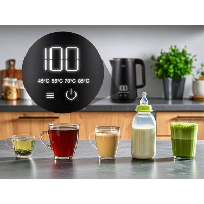 6. ELDOM CORDLESS KETTLE C515C 1.8 L 2000W BLACK 5 PROGRAMS 45, 55, 70, 85, 100°C, KEEP TEMPERATURE