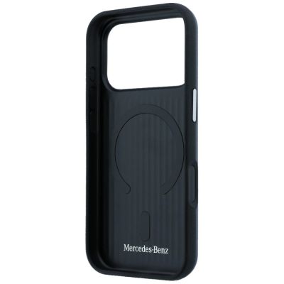 7. Mercedes Leather Semi Wrap Iconic Line MagSafe Case for iPhone 17 Pro - Navy Blue