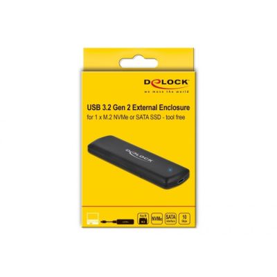 6. DeLOCK External USB Type-C Enclosure for M.2 NVMe PCIe or SATA SSD - Tool-free