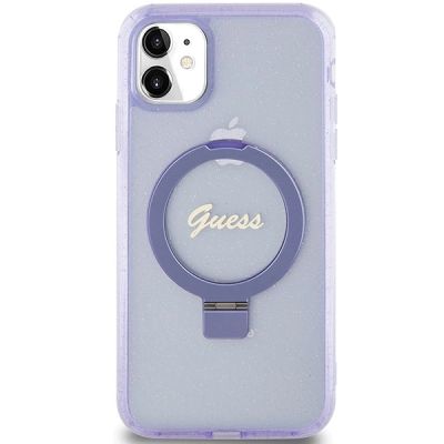 3. Guess Ring Stand Script Glitter MagSafe case for iPhone 11 / Xr - purple