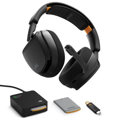 16. Glorious Gaming GHS Wireless InfinitePlay Headset Wireless Bluetooth Headband Charging Stand Black
