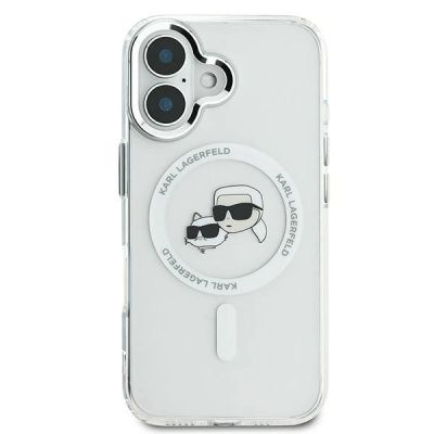 3. Karl Lagerfeld IML Metal Karl&Choupette Head MagSafe Case for iPhone 16 - White