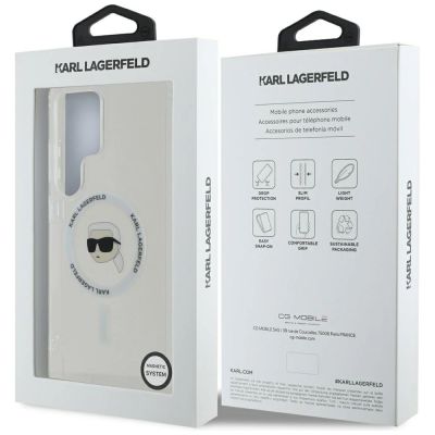 8. Case Karl Lagerfeld Button Karl Head Printed Logo MagSafe Samsung Galaxy S25 Ultra white