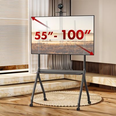 9. MACLEAN TV TROLLEY, CAMERA SHELF, ON WHEELS, 55-100", MAX. LOAD 120KG/10KG SHELF, MAX. VESA 900X600 MC-114 B