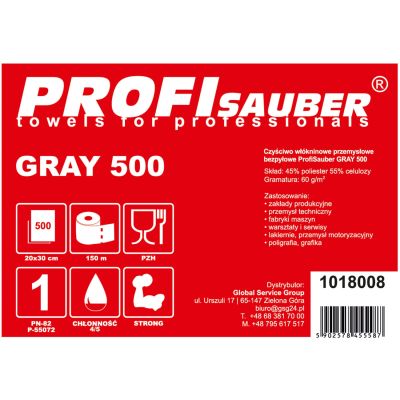 4. Gray nonwoven industrial cleaning cloth ProfiSauber GRAY 500