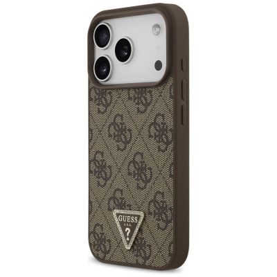 2. Guess Leather 4G Triangle Strass MagSafe Case for iPhone 18 Pro / 17 Pro - Brown
