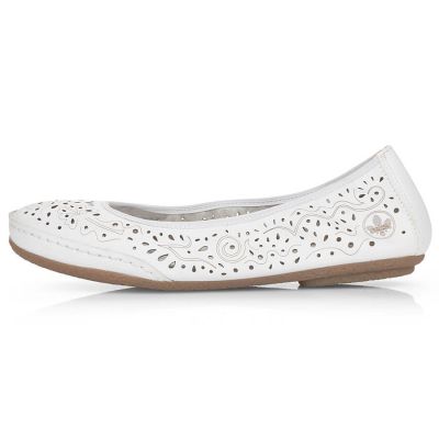 16. Rieker W RKR649 comfortable leather openwork shoes, white