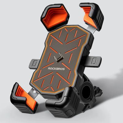 8. Rockbros HW-117 Handlebar Clamp Phone Holder - Black and Orange
