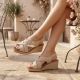 6. Beige Sergio Leone SK297 women's leather wedge sandals