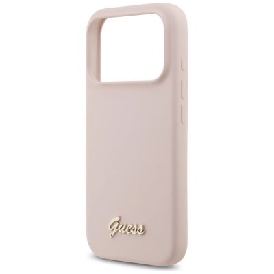 6. Guess Silicone Script Metal Logo MagSafe Case for iPhone 17 Pro - Pink
