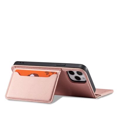 11. Magnet Card Case for iPhone 12 Pro Pouch Card Wallet Card Stand Pink