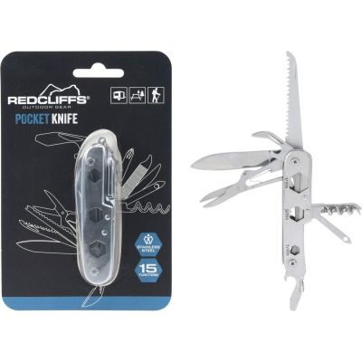 7. SURVIVAL TOURIST KIT 15-IN-1 POCKET KNIFE SILVER