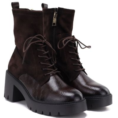 4. Women's Heeled Platform Ankle Boots in Chocolate Brown Vinceza 58665
