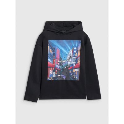 5. Boy's sweatshirt with hood, open, 4F 4FJRAW25TSWSM2345-20S