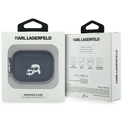 4. Karl Lagerfeld Monogram Karl & Choupette Head Case for AirPods Pro 3 - Black
