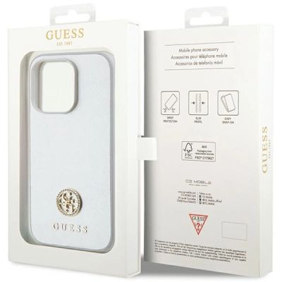 8. Guess Strass Metal Logo case for iPhone 15 Pro - silver