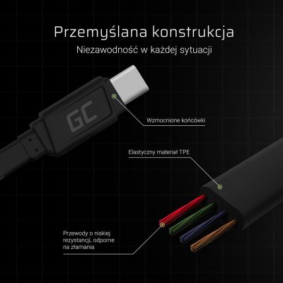3. GREEN CELL USB - USB-C CABLE 25CM QUICK CHARGE 3.0
