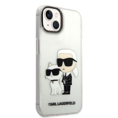 4. Karl Lagerfeld Glitter Karl&Choupette case for iPhone 14 Plus - transparent