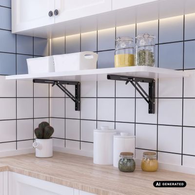 5. MACLEAN FOLDING WALL SHELF BRACKET MACLEAN FOLDING WALL SHELF BRACKET, MIN 300MM, MAX 600MM, MAX 50KG, 2 PIECES, M