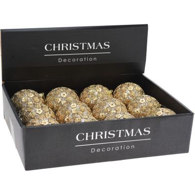 3. DECORATIVE BALL WITH SEQUINS 8 CM GOLD