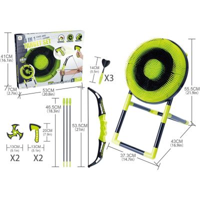 8. 4-in-1 GAME SET: DART, BOW, AXE, SHURIKEN