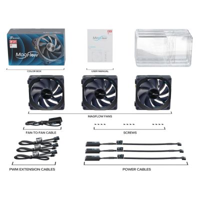 Computer case with a set of 3 12 cm black fans