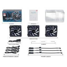 Computer case with a set of 3 12 cm black fans