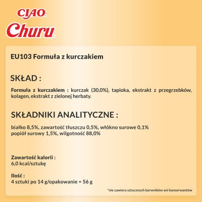 7. CHURU treat with chicken for cats 4x14g