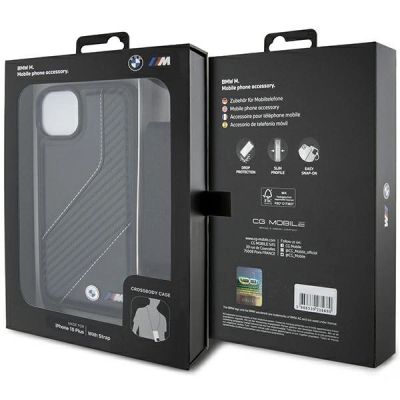 7. BMW M Edition Carbon Stripe & Strap case for iPhone 15 Plus / 14 Plus - black