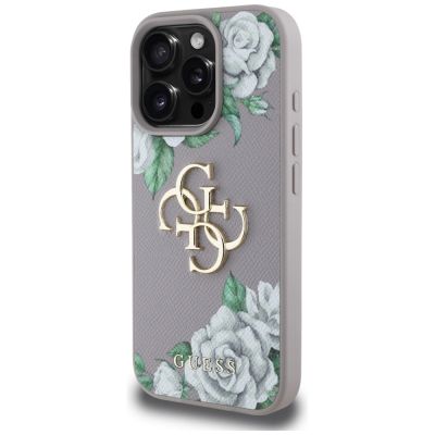 2. Guess Grained Roses Big 4G Logo iPhone 16 Pro Case - Purple