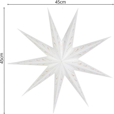 5. PAPER DECORATION STAR 45CM 9 ARMS WHITE