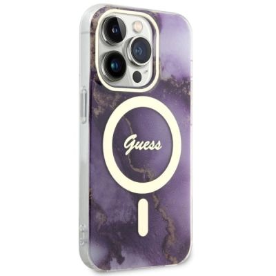 4. Guess GUHMP14LHTMRSU iPhone 14 Pro 6.1" purple/purple hardcase Golden Marble MagSafe