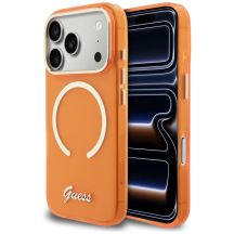 Guess IML Script Metal MagSafe Case for iPhone 17 Pro - Orange
